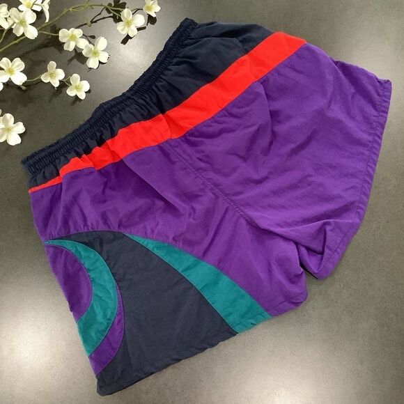 Vintage 90’s Speedo Swim Trunks Colorful Bright Colorblock Swimsuit - Picture 4 of 13